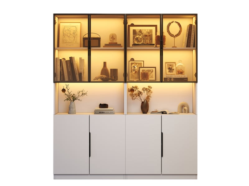  Vitrine - moderne minimaliste - portes en verre trempé - éclairage led réglable - anti-basculement  - Conforama C