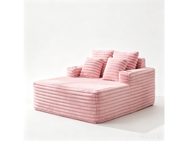  Canapé méridienne en fausse fourrure rose avec porte-gobelets intégrés et assise confortable 135x128x86 cm  - Conforama A