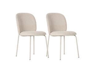 Lot de 2 chaises en tissu polyester doux beige et pieds en métal laqué crème - darris