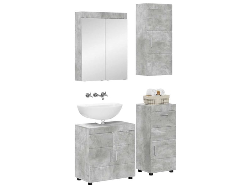 Ensemble de mobilier de salle de bain tulum 4 pc gris béton cf64728 - Conforama A