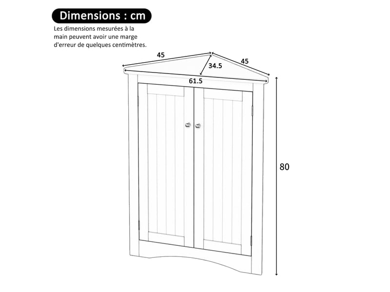  Meuble d'angle triangulaire avec porte en verre ondulé, étagère ouverte, éclairage led intégré et étagères réglables  - Conforama C