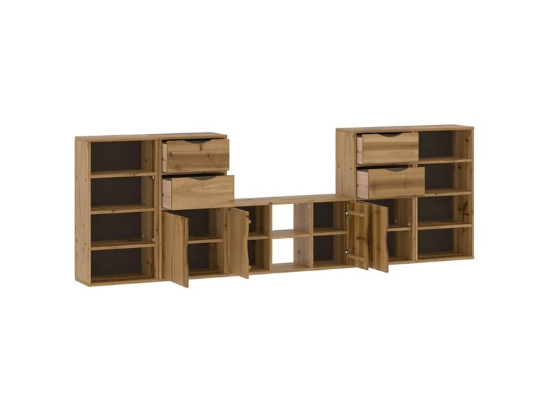  Meubles tv - banc tv - meuble de rangement 5 pcs avec rangement odda bois de pin massif  - Conforama E