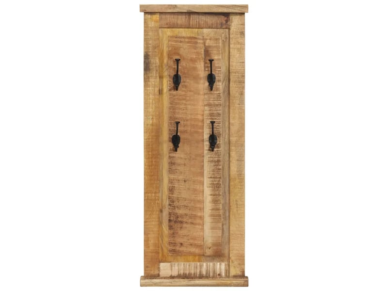  Lot de 2 porte-manteaux muraux vintage en bois de manguier massif 38 x 100 cm avec crochets robustes en fer en bois marron 02_0046939  - Conforama D
