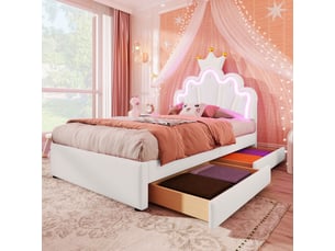Lit avec rangement 90x200 cm <strong>ZOVIRA</strong>  <strong></strong> coloris blanc