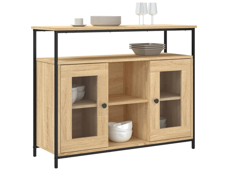  Buffet - bahut - meuble de rangement chêne sonoma 100x35x80 cm bois d'ingénierie  - Conforama C