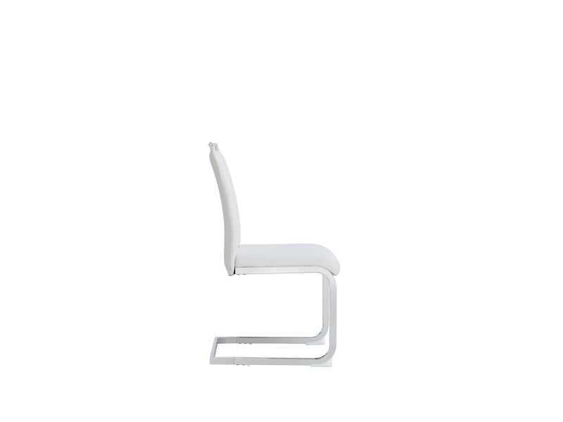 Chaises de salle à manger modernes - lot de 6 en similicuir et lin blanc, dossier à rayures, structure métal, 42x48x95 cm - Conforama D