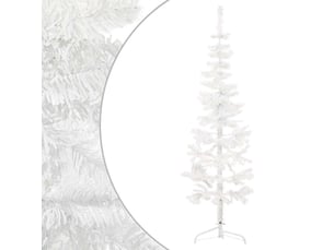 Demi sapin de noël - arbre de noël artificiel mince avec support blanc 120 cm