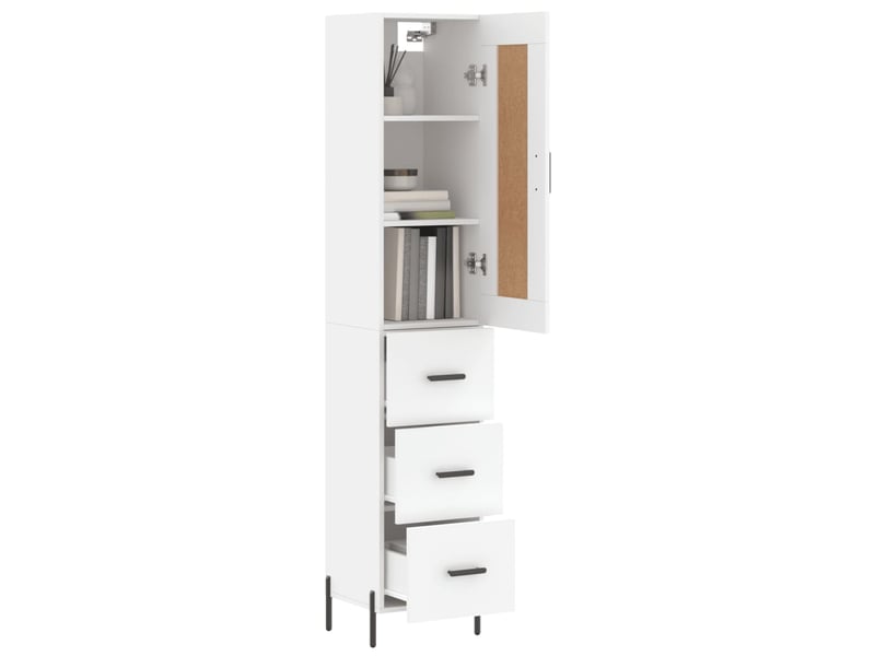  Buffet haut - bahut - meuble de rangement blanc 34,5x34x180 cm bois d'ingénierie  - Conforama C