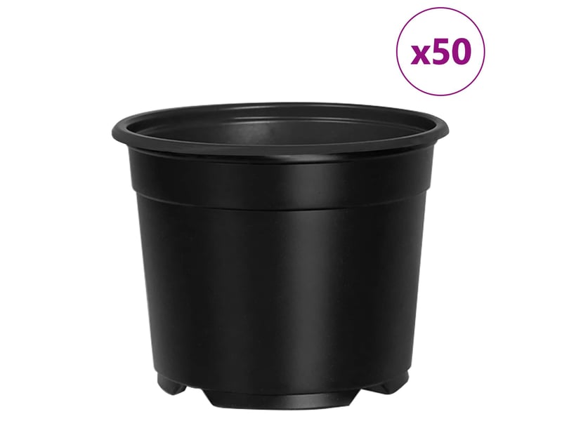  Jardinière - pot à fleurs rond 50 pcs noir ø 10 x 8 cm plastique  - Conforama D