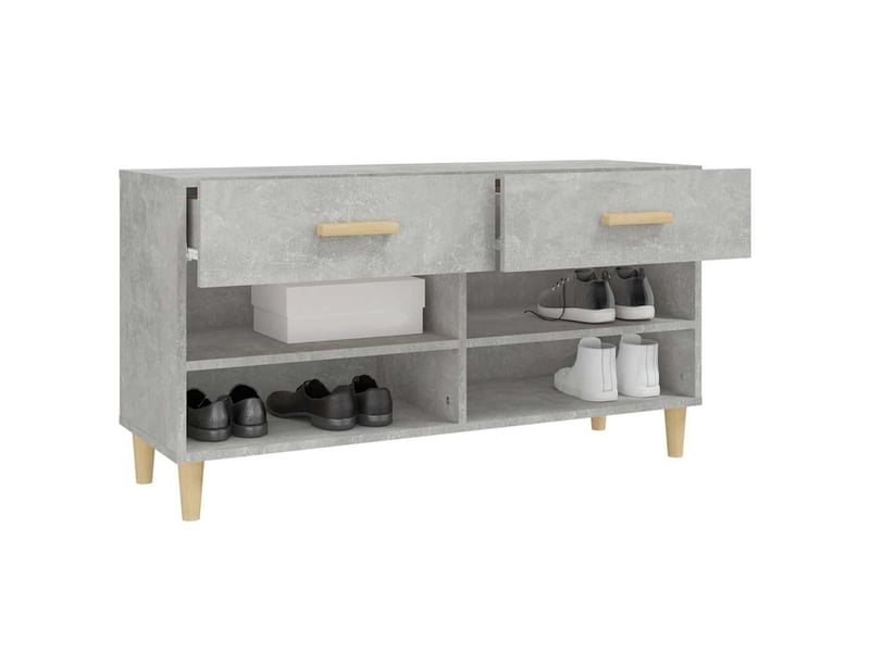  Meuble à chaussure, armoire à chaussures gris béton 102x35x55 cm bois d'ingénierie  - Conforama E