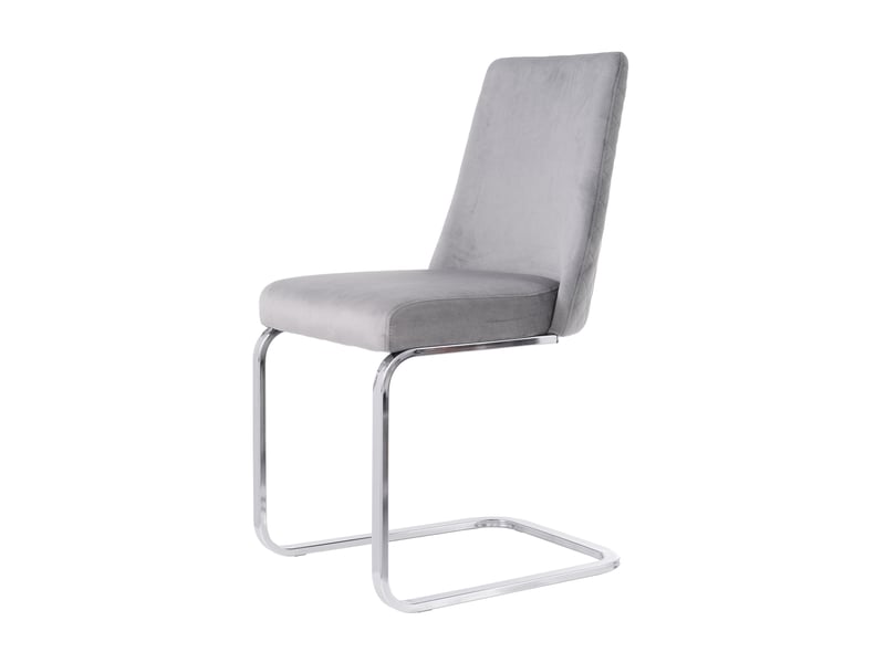  Lot de 6 chaises de salle à manger 42x52x88 cm en velours gris, dossier diamant, pieds métalliques argentés  - Conforama A