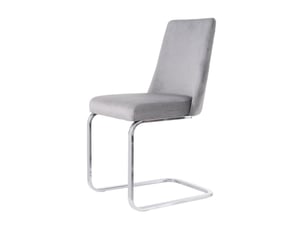 Lot de 6 chaises de salle à manger 42x52x88 cm en velours gris, dossier diamant, pieds métalliques argentés