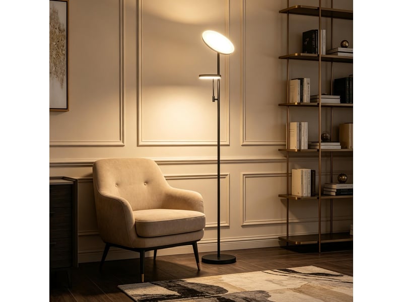  Lampadaire led 25x25x175 cm réglable métal noir  - Conforama C
