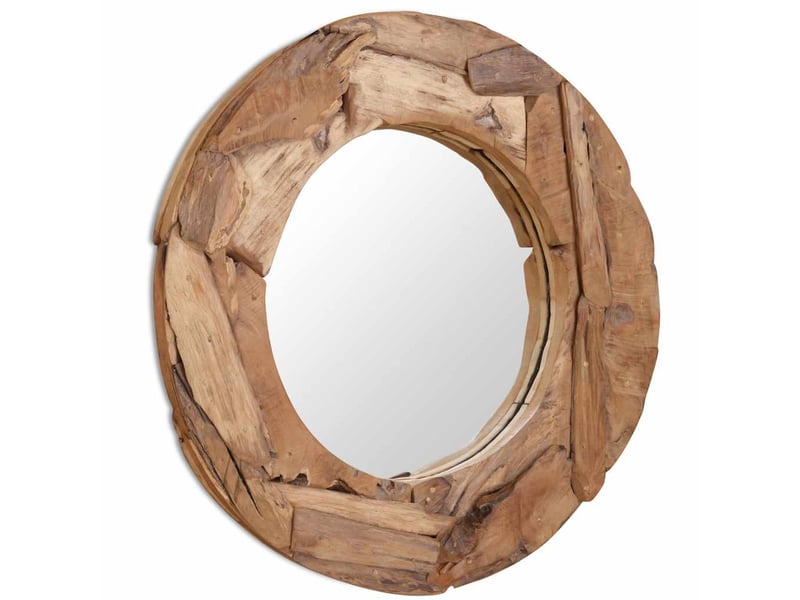  Miroir décoratif teck 80 cm rond cf62788  - Conforama D