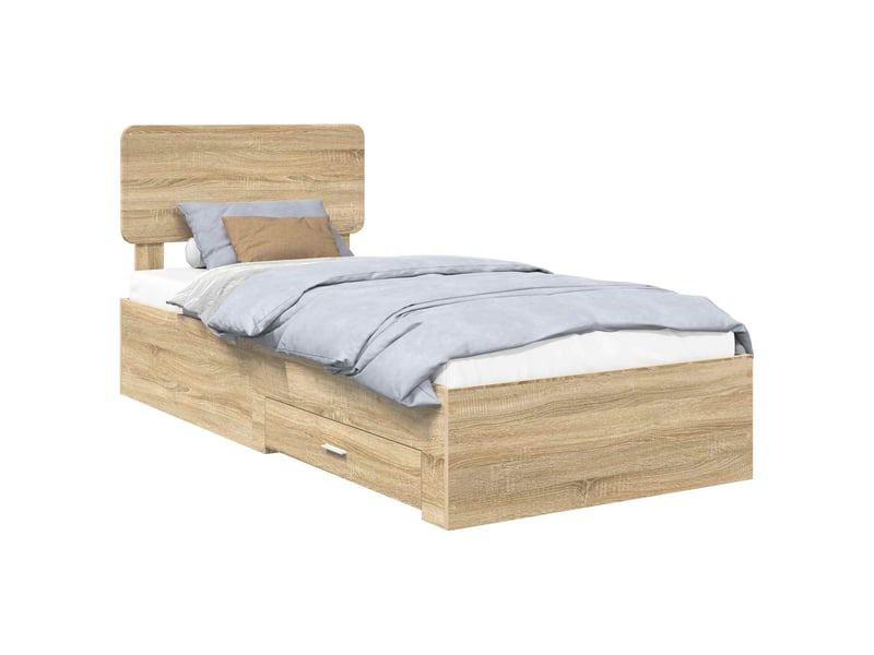  Lit simple- lit adulte -  cadre de lit chêne sonoma 100 x 200 cm bois d'ingénierie  - Conforama A