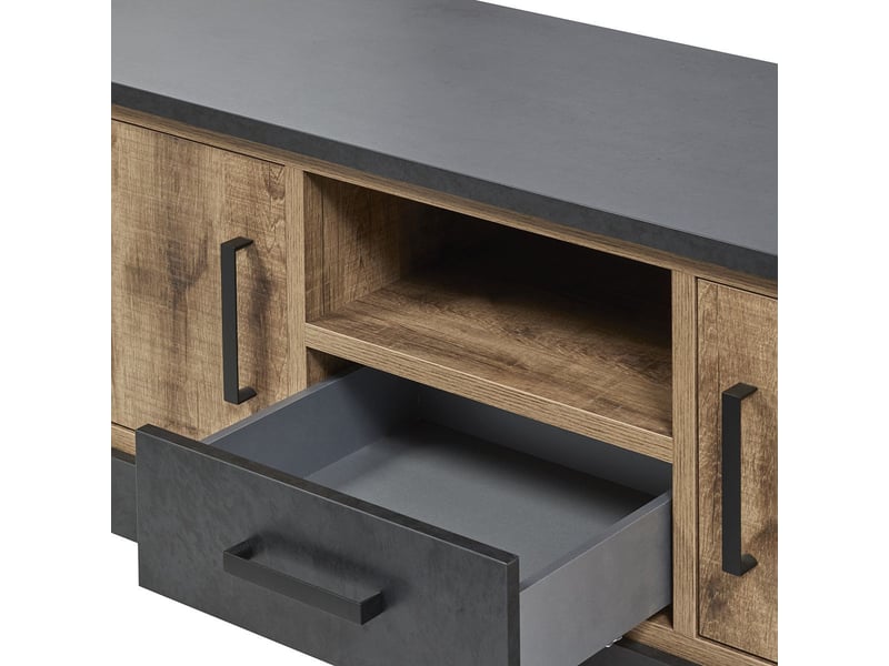  Meuble tv 2 portes aspect chêne artisan et noir graphite - urbal URBAL - Conforama D