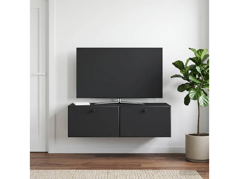  Meuble tv - banc tv - meuble de rangement mural 98 x 41 x 30 cm noir bois d'ingénierie  - Conforama D
