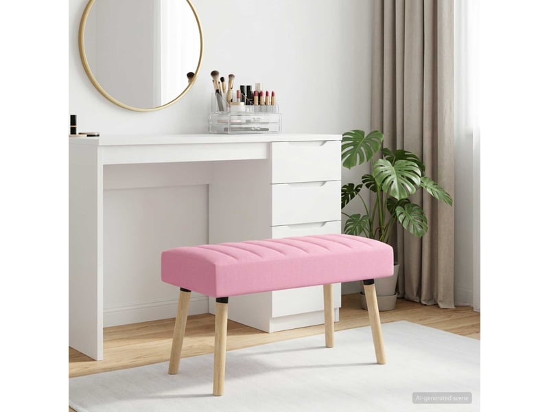  Banc chambre, bout de lit, banc capitonné canal rose 80x40x46 cm tissu  - Conforama C