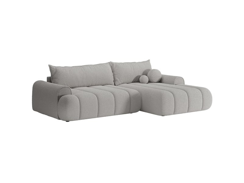 Selsey dandelino - canapé d'angle convertible - en bouclette gris clair avec revêtement - côté droit DANDELINO - Conforama A