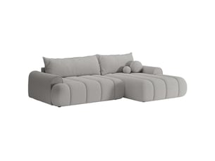 Canapé d'angle droit convertible <strong>SELSEY</strong> <strong>DANDELINO</strong> 4 places Tissu gris avec coffre de rangement