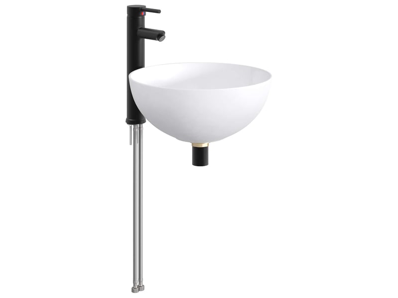 Lavabo de salle de bain avec robinet et drain noir mat shl4094 - Conforama D