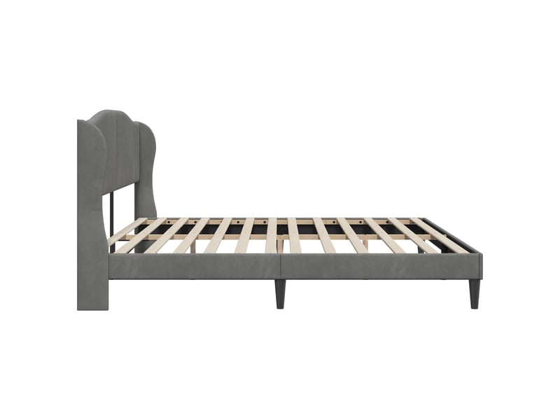 Lit double- lit adulte - cadre de lit avec tête de lit gris foncé 200 x 200 cm velours - Conforama D