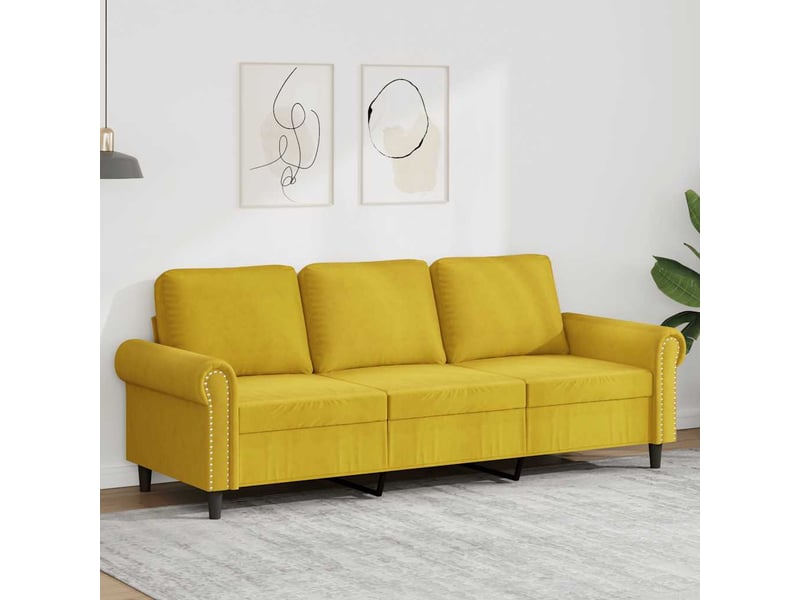  Canapé 3 places, canapé droit fixe jaune 180 cm velours shl48470  - Conforama B