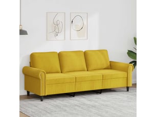 Canapé 3 places, canapé droit fixe jaune 180 cm velours shl48470