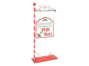 Pancarte en métal chez père noël h. 100 cm
