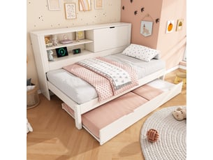 Lit gigogne 90x190 cm <strong></strong>  <strong></strong> coloris blanc
