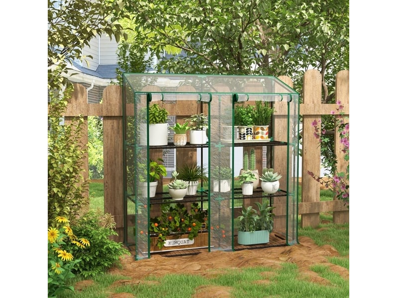  Mini-serre 143x46x151 cm 3 niveaux 6 grilles métal transparent  - Conforama C