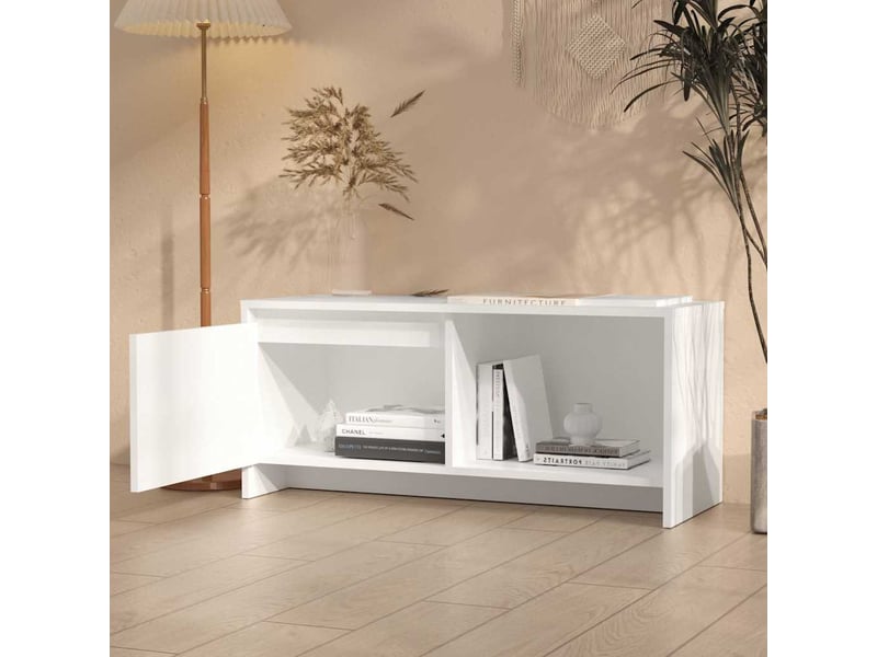 Meuble tv - banc tv - meuble de rangement blanc 90x35x40 cm bois d'ingénierie  - Conforama C