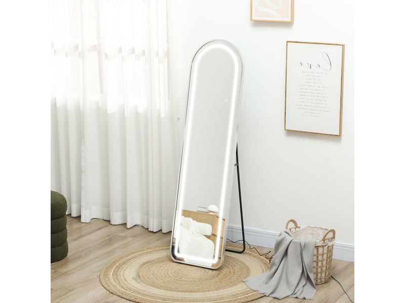  Miroir complet arqué miroir pleine longueur led 3 couleurs lumière réglables fonction mémoire 150 x 40 cm argent  - Conforama D