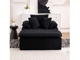 Canapé inclinable confortable 177x122x92 cm 1 place, mousse haute densité, larges accoudoirs, velours côtelé noir