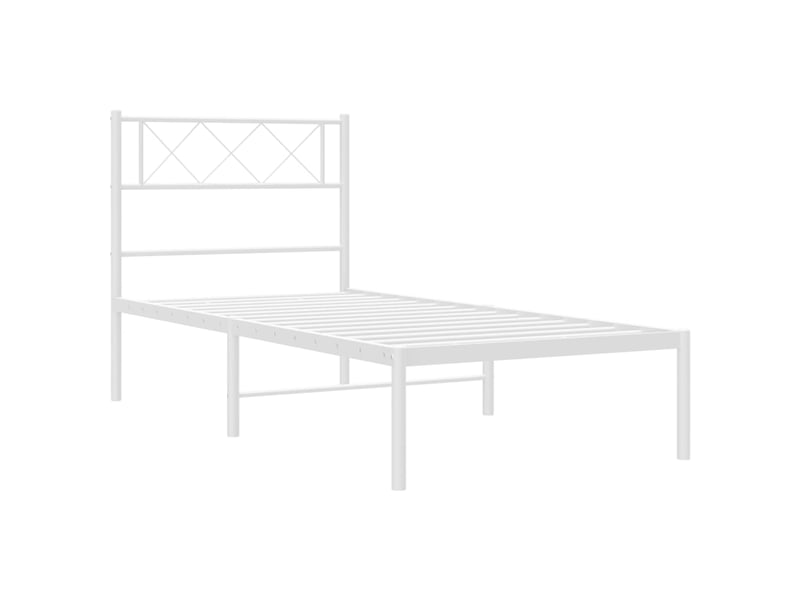  Lit simple- lit adulte -  cadre de lit métal sans matelas avec tête de lit blanc 90x190cm  - Conforama C