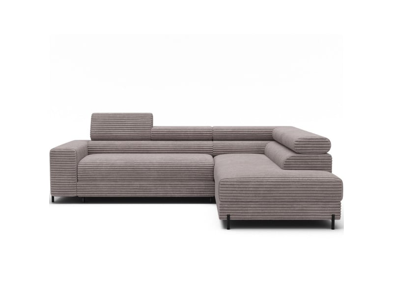  Canapé d'angle colesia convertible 5 places blanc crème velours côtelé – droit – 274x200cm  - Conforama A