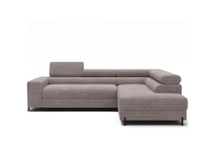 Canapé d'angle droit fixe MEUBLORAMA 5 places Polyester gris avec coffre de rangement