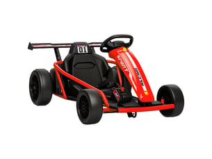 Kart électrique 24 v pour la conduite et le drift, pneus en nylon, ceinture de sécurité, klaxon, musique, pour les 8-12 ans, rouge