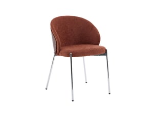 Lot de 2 chaises bois de peuplier teinté noyer. Acier chromé et tissu texturé terracotta - paul