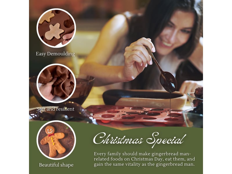  Lot de 2 moules à chocolat ultra fins en silicone de qualité alimentaire anti-adhésif en silicone de qualité alimentaire pour chocolats, bonbons, bisc  - Conforama B