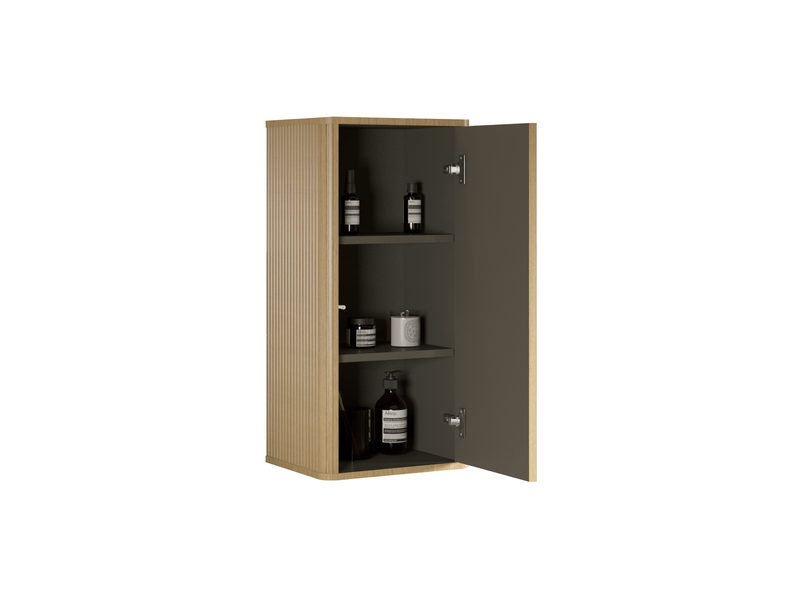 Armoire de salle de bains murale 36x29x75 cm push-to-open, coloris chêne - Conforama D