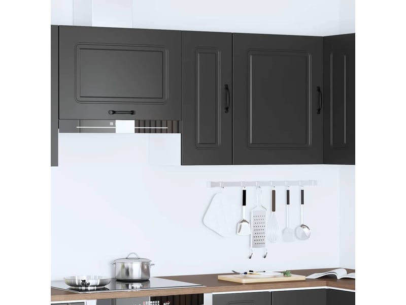  Meuble de rangement, armoire murale de cuisine kalmar noir bois d'ingénierie shl1279  - Conforama C