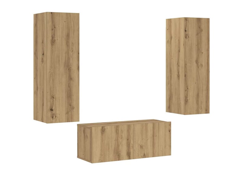  Lot de 3 meuble tv mural, meuble tv suspendu chêne artisanal bois d'ingénierie shl54602  - Conforama A