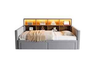 Lit simple 90x190 cm    coloris gris