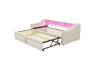 Lit extensible 90x200 cm   C-CRAFTLINK coloris beige