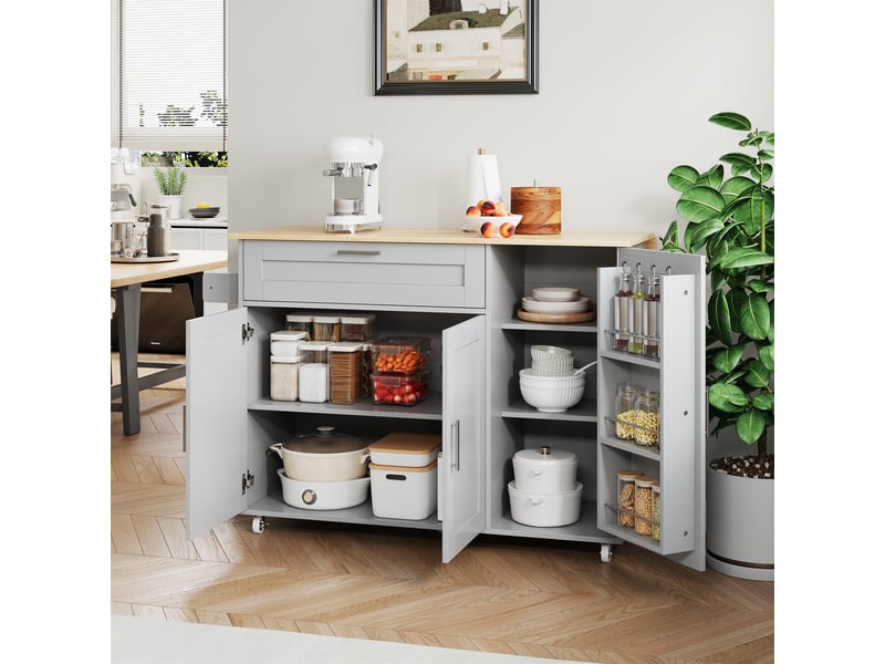 Table basse réglable en hauteur avec led - tiroir, compartiments ouverts et rangement caché - bois et métal - naturel - 103,5x50x27,5 cm  - Conforama E