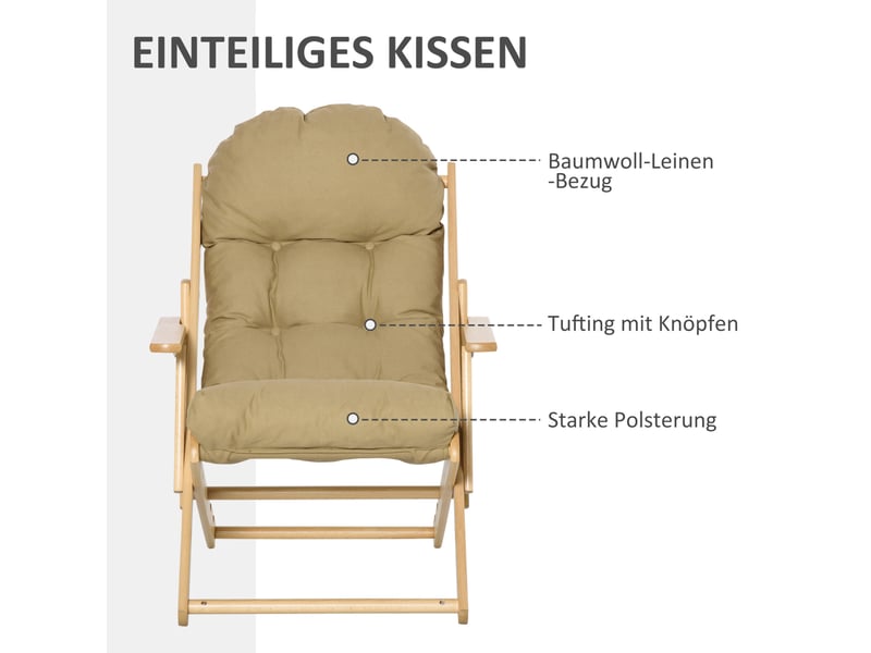  Fauteuil relax pliable inclinable avec dossier réglable et assise rembourrée en mousse marron  - Conforama D