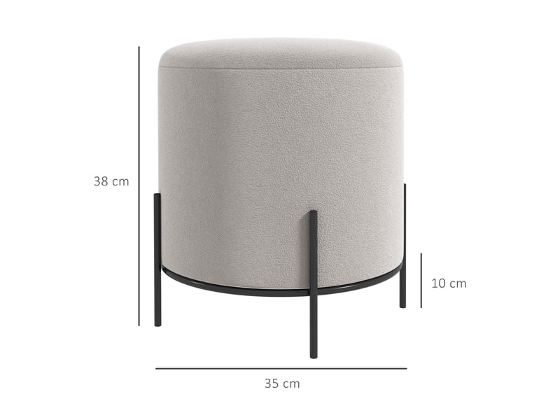  Pouf ottoman tabouret pouf repose-pied en velours pieds en acier pour salon chambre ø 35 x 38 cm gris clair  - Conforama C