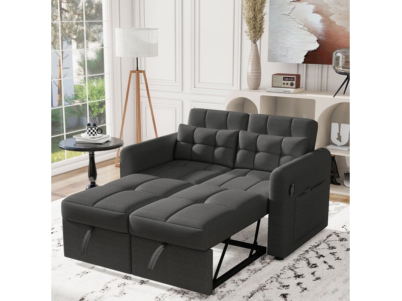  Canapé convertible modenvie 3 en 1 2 places gris usb 142 x 85 x 83 cm  - Conforama E
