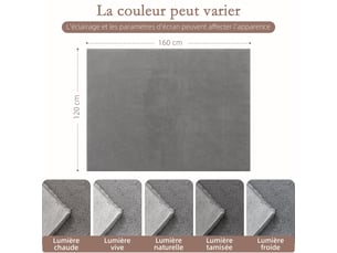 Tapis salon rectangulaire 160 x 120 x 2,5 cm lavable en machine antidérapant doux scandinave en polyester gris clair 21_0003682